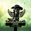 DINOZOZOCOM Personalized Memorial Garden Stakes Vintage In Loving Memory Cowboy Boots Hat with Wings Grave Marker Loss of Loved One Sympathy Gifts Cowboy Cemetary Decor 1