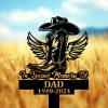 DINOZOZOCOM Personalized Memorial Garden Stakes Vintage In Loving Memory Cowboy Boots Hat with Wings Grave Marker Loss of Loved One Sympathy Gifts Cowboy Cemetary Decor 4