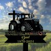 DINOZOZOCOM Personalized Memorial Garden Stakes Vintage Tratcor with Cross Farmer Dad Grave Marker Farmer Loss Gift Remembrance Stake 2