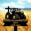 DINOZOZOCOM Personalized Memorial Garden Stakes Vintage Tratcor with Cross Farmer Dad Grave Marker Farmer Loss Gift Remembrance Stake 4