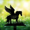DINOZOZOCOM Personalized Memorial Garden Stakes Angel Horse Standing on Grass Grave Marker Loss of Horse Sympathy Gifts Horse Cemetary Decor 2