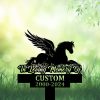 DINOZOZOCOM Personalized Memorial Garden Stakes Angel Pony Horse Lying Down Grave Marker Loss of Pony Horse Sympathy Gifts Pony Horse Cemetary Decor 1