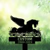 DINOZOZOCOM Personalized Memorial Garden Stakes Angel Pony Horse Sleeping on Grass Grave Marker Loss of Pony Horse Sympathy Gifts Pony Horse Cemetary Decor 1