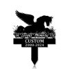 DINOZOZOCOM Personalized Memorial Garden Stakes Angel Pony Horse Sleeping on Grass Grave Marker Loss of Pony Horse Sympathy Gifts Pony Horse Cemetary Decor 2