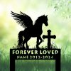 DINOZOZOCOM Personalized Memorial Garden Stakes Angel Pony Horse Standing Beside a Cross Grave Marker Loss of Pony Horse Sympathy Gifts Pony Horse Cemetary Decor 1