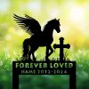 DINOZOZOCOM Personalized Memorial Garden Stakes Angel Pony Horse Standing Beside a Cross Grave Marker Loss of Pony Horse Sympathy Gifts Pony Horse Cemetary Decor 3