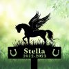 DINOZOZOCOM Personalized Memorial Garden Stakes Angel Pony Horse Standing Proudly on Grass Grave Marker Loss of Pony Horse Sympathy Gifts Pony Horse Cemetary Decor 1