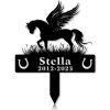 DINOZOZOCOM Personalized Memorial Garden Stakes Angel Pony Horse Standing Proudly on Grass Grave Marker Loss of Pony Horse Sympathy Gifts Pony Horse Cemetary Decor 2