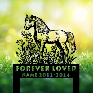 DINOZOZOCOM Personalized Memorial Garden Stakes Daisy Flowers Pony Horse Grave Marker Loss of Pony Horse Sympathy Gifts Pony Horse Cemetary Decor 3