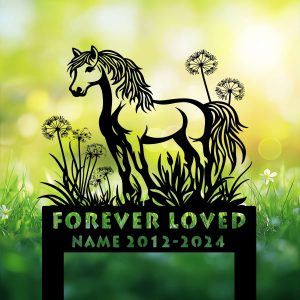 DINOZOZOCOM Personalized Memorial Garden Stakes Dandelion Flowers Pony Horse Grave Marker Loss of Pony Horse Sympathy Gifts Pony Horse Cemetary Decor 3