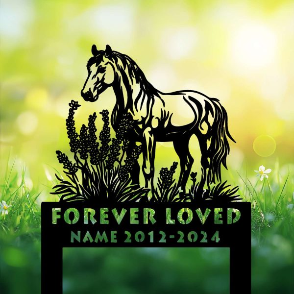 DINOZOZOCOM Personalized Memorial Garden Stakes, Horse Lavender Flowers Grave Marker, Loss of Horse, Sympathy Gifts, Horse Cemetary Decor