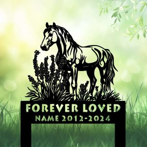 DINOZOZOCOM Personalized Memorial Garden Stakes Horse Lavender Flowers Grave Marker Loss of Horse Sympathy Gifts Horse Cemetary Decor 3