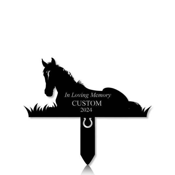 DINOZOZOCOM Personalized Memorial Garden Stakes, Horse Lying Down Grave Marker, Loss of Horse, Sympathy Gifts, Horse Cemetary Decor