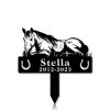 DINOZOZOCOM Personalized Memorial Garden Stakes Horse Lying Down on Grass Grave Marker Loss of Horse Sympathy Gifts Horse Cemetary Decor 1