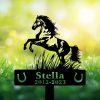 DINOZOZOCOM Personalized Memorial Garden Stakes Horse Rearing on Grass Grave Marker Loss of Horse Sympathy Gifts Horse Cemetary Decor 2