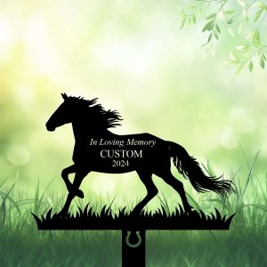 DINOZOZOCOM Personalized Memorial Garden Stakes Horse Running Grave Marker Loss of Horse Sympathy Gifts Horse Cemetary Decor 3