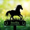 DINOZOZOCOM Personalized Memorial Garden Stakes Horse Running on Grass V1 Grave Marker Loss of Horse Sympathy Gifts Horse Cemetary Decor 2