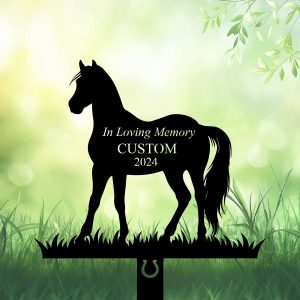 DINOZOZOCOM Personalized Memorial Garden Stakes Horse Standing Grave Marker Loss of Horse Sympathy Gifts Horse Cemetary Decor 1