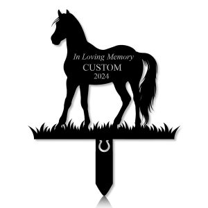 DINOZOZOCOM Personalized Memorial Garden Stakes Horse Standing Grave Marker Loss of Horse Sympathy Gifts Horse Cemetary Decor 2