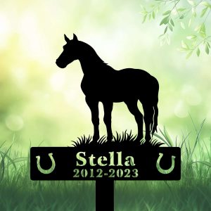 DINOZOZOCOM Personalized Memorial Garden Stakes Horse Standing Proudly Grave Marker Loss of Horse Sympathy Gifts Horse Cemetary Decor 3