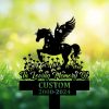 DINOZOZOCOM Personalized Memorial Garden Stakes Horse with Wings Standing on Daisy Flowers Grave Marker Loss of Horse Sympathy Gifts Horse Cemetary Decor 2