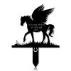 DINOZOZOCOM Personalized Memorial Garden Stakes Horse with Wings Standing on Grass Grave Marker Loss of Horse Sympathy Gifts Horse Cemetary Decor 1