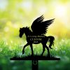 DINOZOZOCOM Personalized Memorial Garden Stakes Horse with Wings Standing on Grass Grave Marker Loss of Horse Sympathy Gifts Horse Cemetary Decor 2