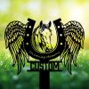 DINOZOZOCOM Personalized Memorial Garden Stakes In Loving Memory Horse with Wings Grave Marker Loss of Horse Sympathy Gifts Horse Cemetary Decor 2