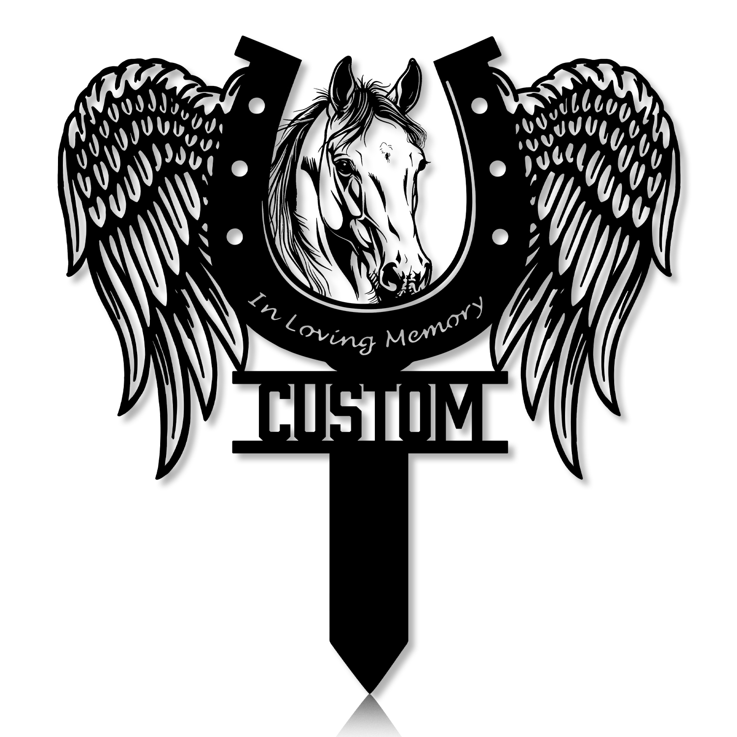 DINOZOZOCOM Personalized Memorial Garden Stakes In Loving Memory Horse with Wings Grave Marker Loss of Horse Sympathy Gifts Horse Cemetary Decor 3