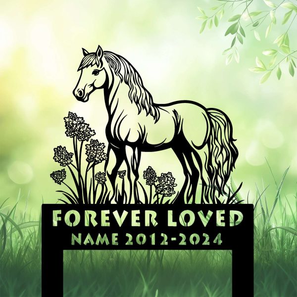 DINOZOZOCOM Personalized Memorial Garden Stakes, Pony Horse Lavender Flowers Grave Marker, Loss of Pony Horse, Sympathy Gifts, Pony Horse Cemetary Decor