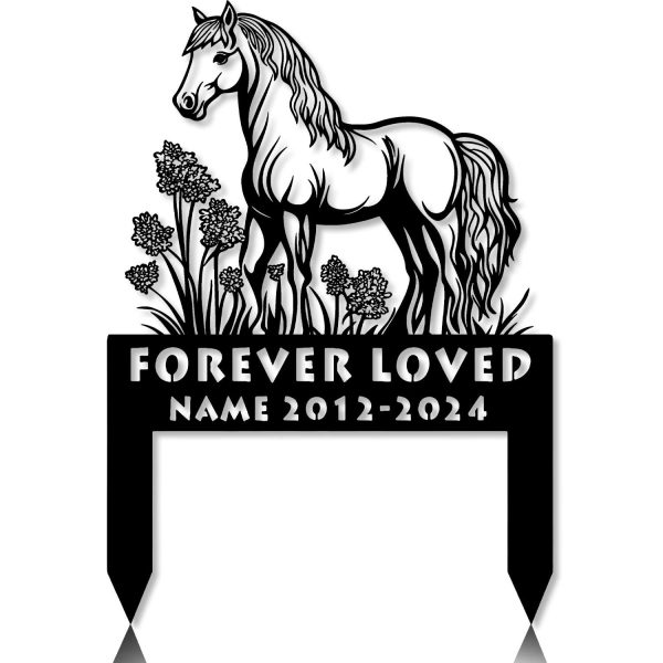 DINOZOZOCOM Personalized Memorial Garden Stakes, Pony Horse Lavender Flowers Grave Marker, Loss of Pony Horse, Sympathy Gifts, Pony Horse Cemetary Decor