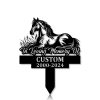 DINOZOZOCOM Personalized Memorial Garden Stakes Pony Horse Lying Down in Peace on Grass Grave Marker Loss of Pony Horse Sympathy Gifts Pony Horse Cemetary Decor 3