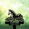 DINOZOZOCOM Personalized Memorial Garden Stakes Pony Horse Lying Down on Grass Grave Marker Loss of Pony Horse Sympathy Gifts Pony Horse Cemetary Decor 3