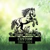 DINOZOZOCOM Personalized Memorial Garden Stakes Pony Horse Rearing on Grass Grave Marker Loss of Pony Horse Sympathy Gifts Pony Horse Cemetary Decor 1