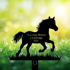 DINOZOZOCOM Personalized Memorial Garden Stakes Pony Horse Running Grave Marker Loss of Pony Horse Sympathy Gifts Pony Horse Cemetary Decor 3