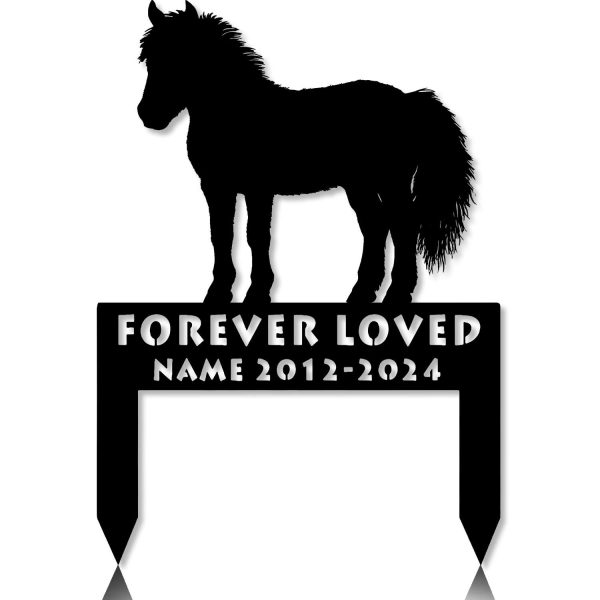 DINOZOZOCOM Personalized Memorial Garden Stakes, Pony Horse Standing Grave Marker, Loss of Pony Horse, Sympathy Gifts, Pony Horse Cemetary Decor