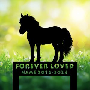 DINOZOZOCOM Personalized Memorial Garden Stakes Pony Horse Standing Grave Marker Loss of Pony Horse Sympathy Gifts Pony Horse Cemetary Decor 3