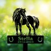 DINOZOZOCOM Personalized Memorial Garden Stakes Pony Horse Standing Proudly on Grass Grave Marker Loss of Pony Horse Sympathy Gifts Pony Horse Cemetary Decor 1
