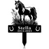 DINOZOZOCOM Personalized Memorial Garden Stakes Pony Horse Standing on Grass Grave Marker Loss of Pony Horse Sympathy Gifts Pony Horse Cemetary Decor 2