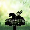 DINOZOZOCOM Personalized Memorial Garden Stakes Pony Horse with Wings Lying Down Grave Marker Loss of Pony Horse Sympathy Gifts Pony Horse Cemetary Decor 3