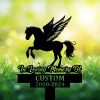 DINOZOZOCOM Personalized Memorial Garden Stakes Pony Horse with Wings Rearing Grave Marker Loss of Pony Horse Sympathy Gifts Pony Horse Cemetary Decor 1