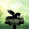 DINOZOZOCOM Personalized Memorial Garden Stakes Pony Horse with Wings Sleeping on Grass Grave Marker Loss of Pony Horse Sympathy Gifts Pony Horse Cemetary Decor 1