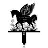 DINOZOZOCOM Personalized Memorial Garden Stakes Pony Horse with Wings Standing on Daisy Flowers Grave Marker Loss of Pony Horse Sympathy Gifts Pony Horse Cemetary Decor 3
