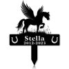 DINOZOZOCOM Personalized Memorial Garden Stakes Pony Horse with Wings Standing on Grass Grave Marker Loss of Pony Horse Sympathy Gifts Pony Horse Cemetary Decor 2
