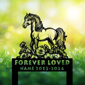 DINOZOZOCOM Personalized Memorial Garden Stakes Poppy Flowers Pony Horse Grave Marker Loss of Pony Horse Sympathy Gifts Pony Horse Cemetary Decor 3