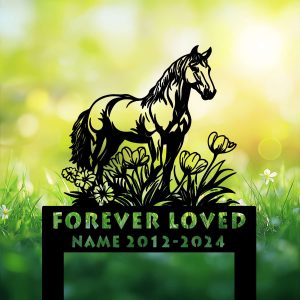 DINOZOZOCOM Personalized Memorial Garden Stakes Tulip Flowers Horse Grave Marker Loss of Horse Sympathy Gifts Horse Cemetary Decor 2