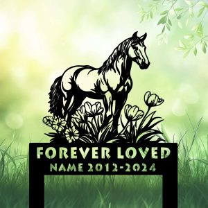 DINOZOZOCOM Personalized Memorial Garden Stakes Tulip Flowers Horse Grave Marker Loss of Horse Sympathy Gifts Horse Cemetary Decor 3