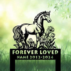 DINOZOZOCOM Personalized Memorial Garden Stakes Tulip Flowers Pony Horse Grave Marker Loss of Pony Horse Sympathy Gifts Pony Horse Cemetary Decor 2