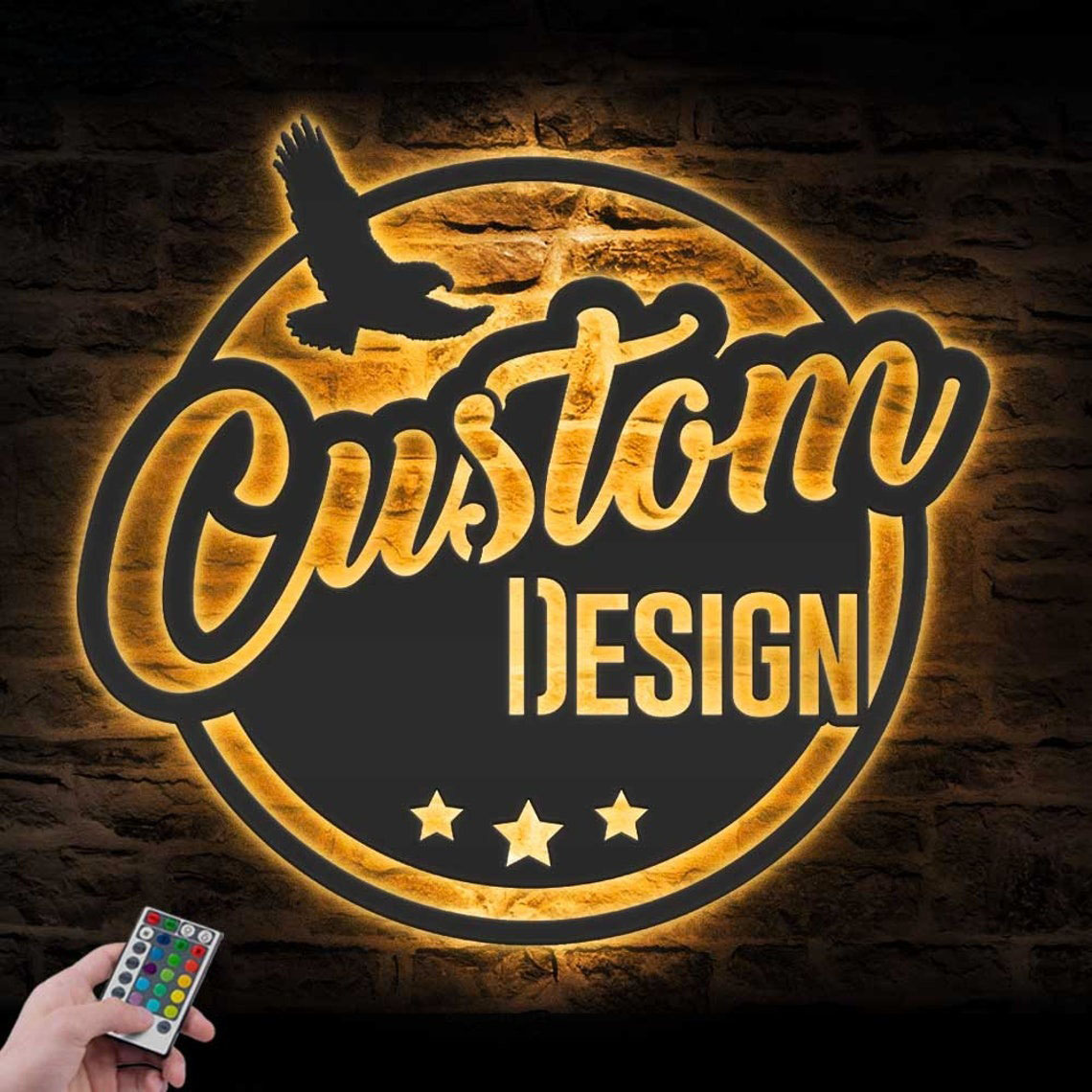 DINOZOZO Custom Logo Metal Sign with LED Light, Personalized Business Sign, Custom Metal Sign Wall Art