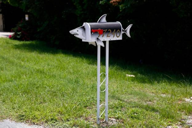 mailbox shark 1 Shark shaped mailbox decoration idea.